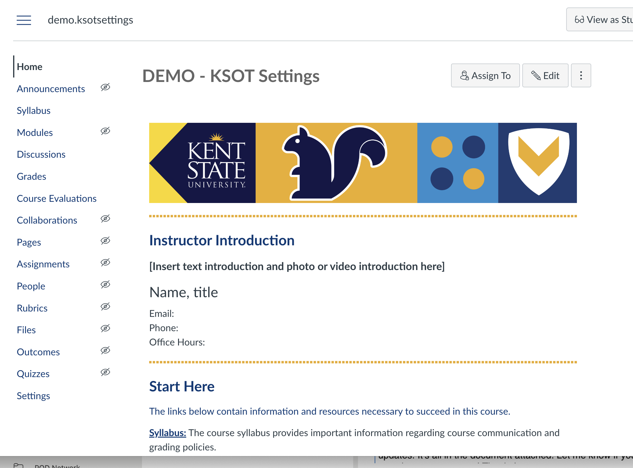 Explore the Template Kent State Online Kent State University